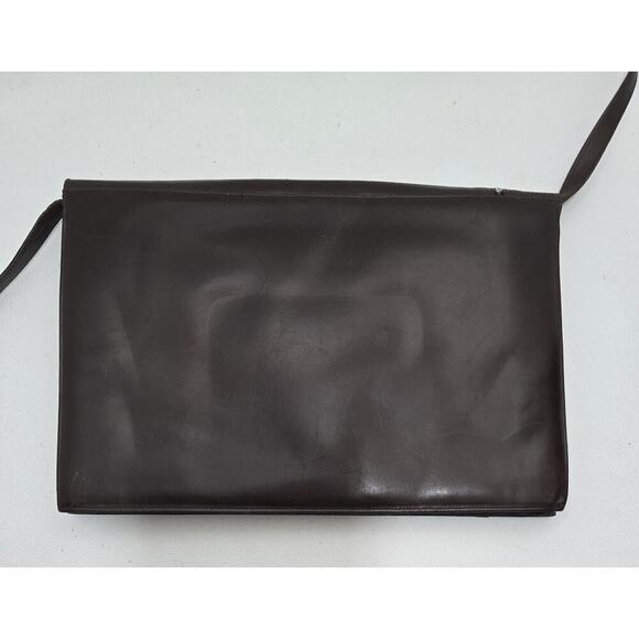 Vintage 1980s Charles Jourdan Paris Brown Leather Flap Crossbody Purse/Clutch - Picture 4 of 9
